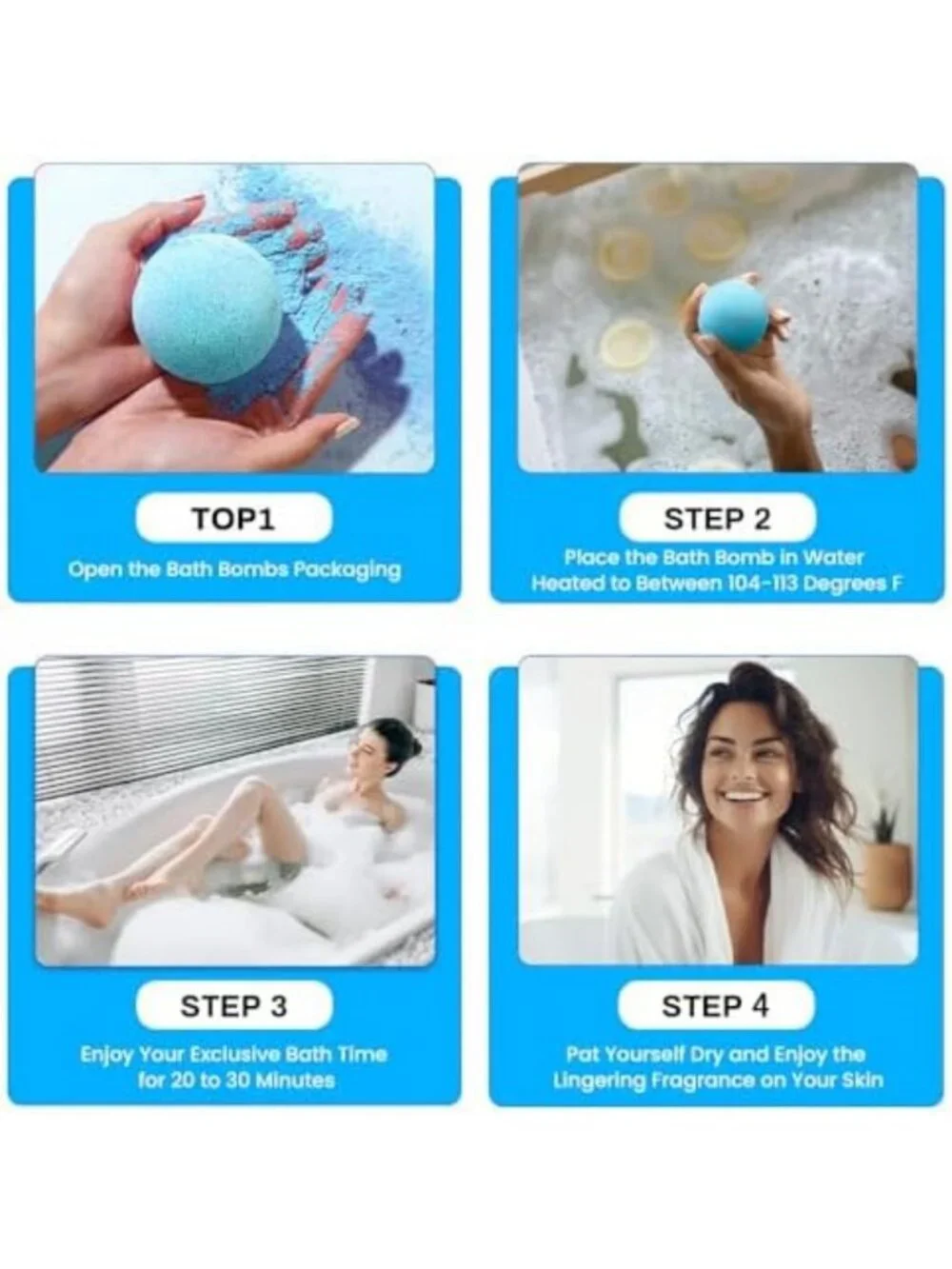 Handmade Ocean Bath Bomb Gift Set - 10 Essential Oil Bath Bombs for Relaxation